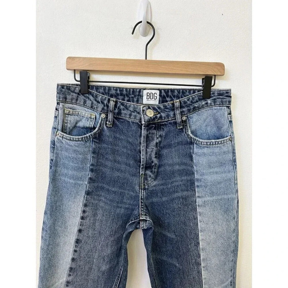 BDG Jessye Spliced Two Tone Distressed Button Fly Slim Straight Jeans 28 - Picture 6 of 15